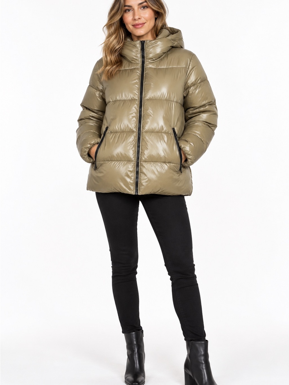 Zara Thermo Insulated Water Repellent Hooded Puffer Jacket Taupe Size Small